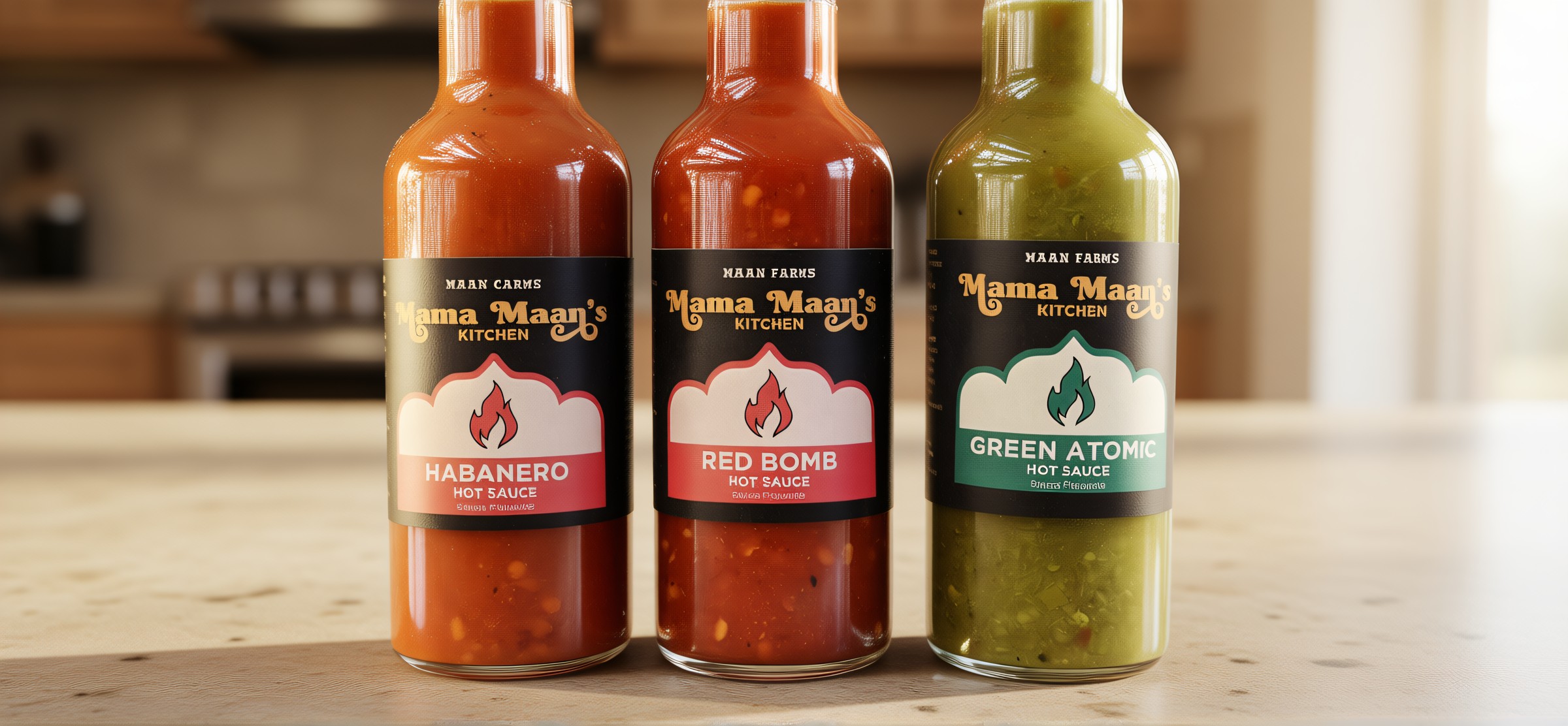 Hot sauce, 3 SKUs &mdash; after, warm stone lighting test